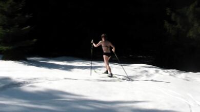 Rare sex video - fucking on ski in he winter forrest