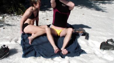 Rare sex video - fucking on ski in he winter forrest