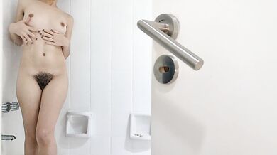 Spying my stepsister's friend masturbating in the bathroom