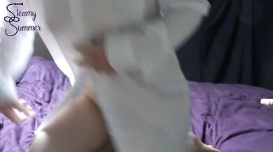 Horny girl masturbate in and with YOUR clothes