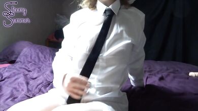 Horny girl masturbate in and with YOUR clothes