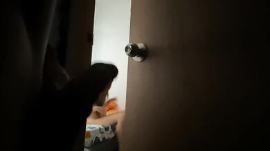 My stepbrother spies on me while I masturbate and then fucks me