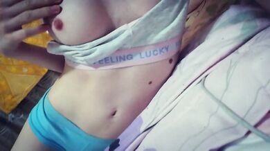 amateur young cutie enjoying herself for her daddy **Masturbating throught torn up panties**