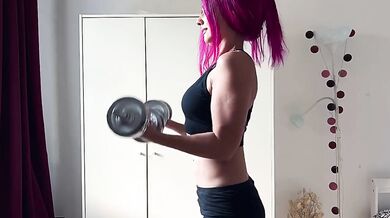 Fitness girl thanks you with wild sex on the floor after you helped her with training