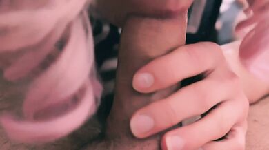 French Lily, A schoolgirl sucks her teacher, in the marital bed, and empties his big balls