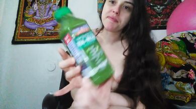 Hairy Girl Health Food Enthusiast Drinking Healthy Juice Drinks Food Fetish Naked Nude Woman Eats