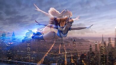 Supersexy Superheroine BLUE-CAT 3D Animation (**ai-created**)