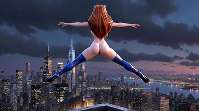 Supersexy Superheroine BLUE-CAT 3D Animation (**ai-created**)