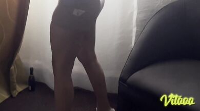 Sexy Latina is working and gets naked to masturbate and touch me