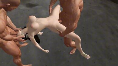 3D horny slut milf have gangbang sex with big dick
