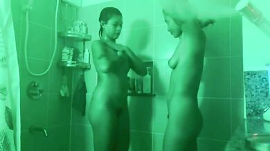 Steamy lesbian shower fun