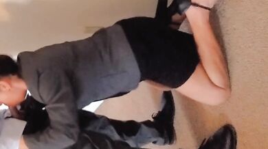 When the boss tries to fire her, she does anal and more to keep her job