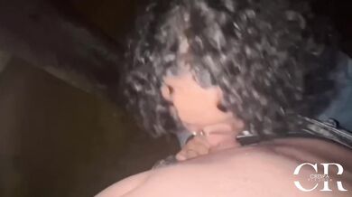 I invite a friend for a walk and give him a hot blowjob to make the night better