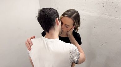 Public stairwell fuck in yoga pants with 2 guys ending in double facial / Amateur hotwife