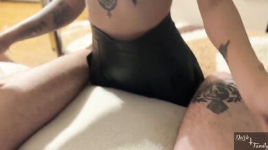 Beautiful wife sucks and fucks two cocks and gets double creampie in her pussy