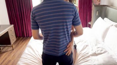 Wife fucks stranger in hotel window while husband watches / Double facial / Amateur hotwife