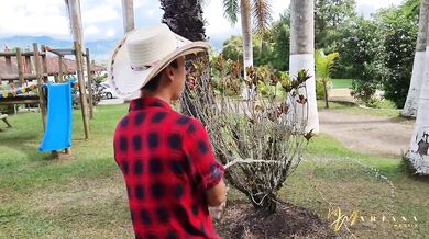 Horny friends fuck the gardener - Mariana Martix