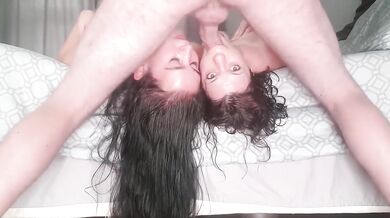 Using not 1 but 2 whores mouths as my personal cock pocket while they both lay upside down