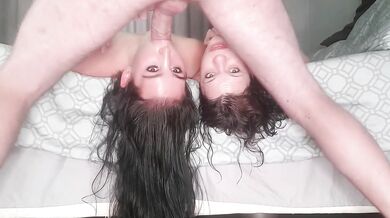 Using not 1 but 2 whores mouths as my personal cock pocket while they both lay upside down