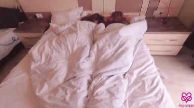 Morning sex with two beauties with creampie!