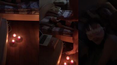 A classmate fell for it and put a blindfold, and got two dicks in her holes