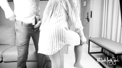 Hubby watches a fan fucks his wife. DP with anal plug. Cuckold creampie cleanup fantasy.