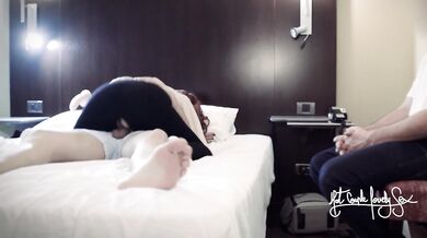 My cuckold husband cums accidentally fast after watching how I fuck his friend. Yoga pants fuck