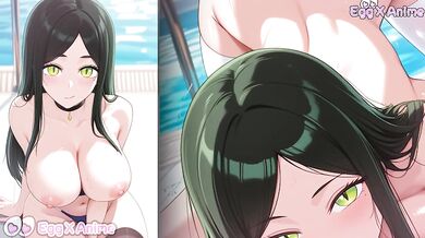 Oshi no Ko swim suit hentai - Frill Shiranui big tits swim suit blow job hentai