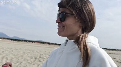 Sweaty Beach Run with Outdoor Pee Turns into Foot Licking and Massive Cum Shower