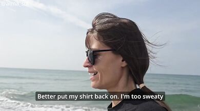 Sweaty Beach Run with Outdoor Pee Turns into Foot Licking and Massive Cum Shower