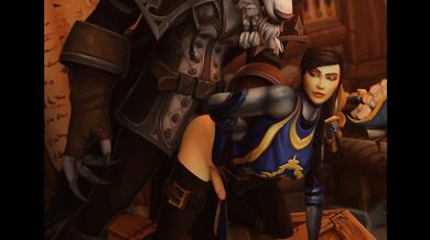Futa Alliance Human Captain Ashtinn fucked by Worgen Genn Greymane, Secret affair in Garrison (clothed)