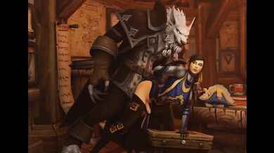 Futa Alliance Human Captain Ashtinn fucked by Worgen Genn Greymane, Secret affair in Garrison (clothed)