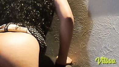 Sexy Latina in dress and heels masturbates in front of the camera
