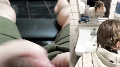 React: Blonde slut gets railed in public campsite bathroom