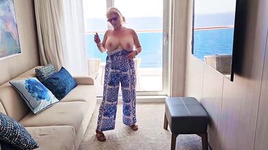MILF Mature Mommy Housewife Rubbing her Big Tits and Pussy on a Cruise Ship