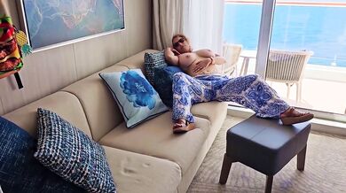 MILF Mature Mommy Housewife Rubbing her Big Tits and Pussy on a Cruise Ship