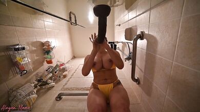 Trying out my new huge 18 inch BBC dildo in the shower