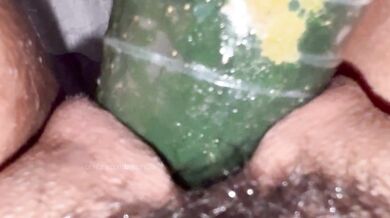 fucks cucumber for the first time and gets a trembling orgasm