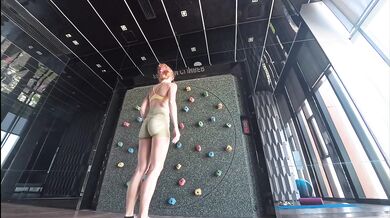 Redhead showing how flexible she is in those tight leggings