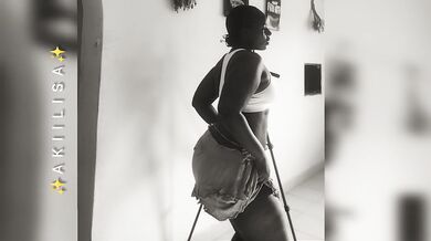 Curvy Girl Dancing Alone at Home (B&W)