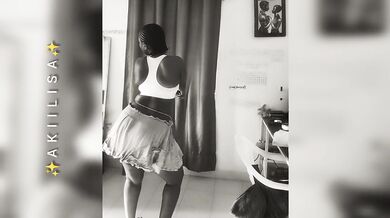 Curvy Girl Dancing Alone at Home (B&W)