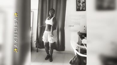 Curvy Girl Dancing Alone at Home (B&W)