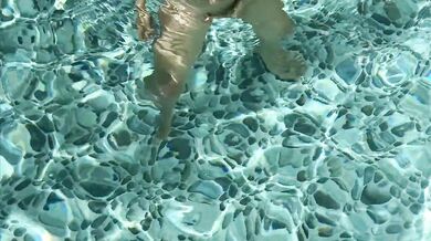 Naked Swim on Public Pool and Pussy Edging – No Cum Allowed