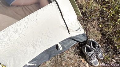 Fucked his girlfriend in a tent in the forest and came in her mouth