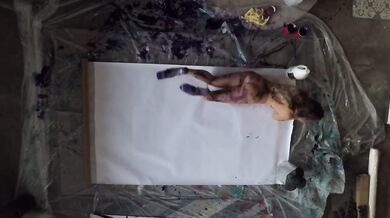 Hot Stripper FULLY NUDE painting with HIGH HEELS- an amazing work of art!