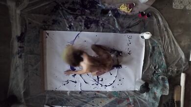 Hot Stripper FULLY NUDE painting with HIGH HEELS- an amazing work of art!