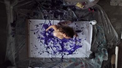 Hot Stripper FULLY NUDE painting with HIGH HEELS- an amazing work of art!
