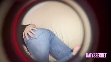 POV - Stepdaughter Therian is punished by her stepdaddy - and masturbates in front of him - spanking on the ass