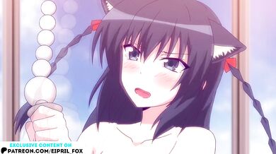 Cutie Himekawa Hayuru the Cat Girl plays with her Pussy! Furry Masou Gakuen Hentai Anime