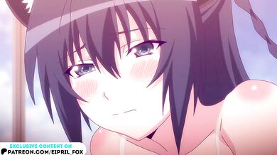 Cutie Himekawa Hayuru the Cat Girl plays with her Pussy! Furry Masou Gakuen Hentai Anime